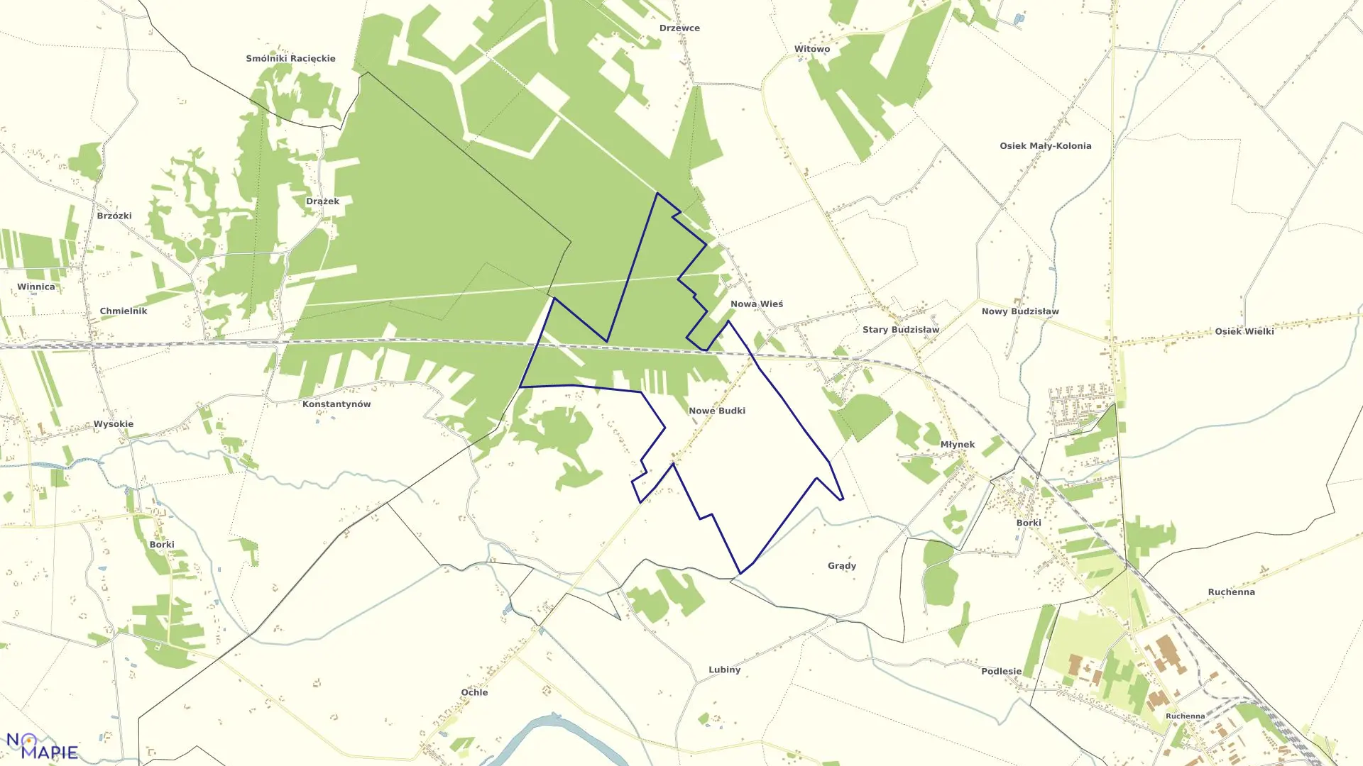 Mapa obrębu BUDKI NOWE w gminie Osiek Mały